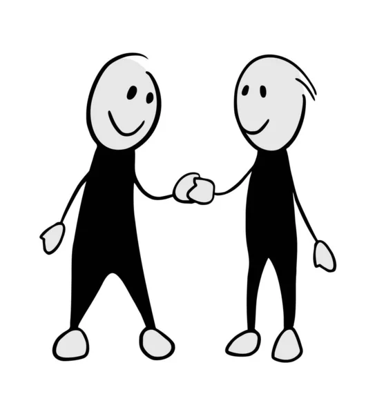 Friends Shake Hands Vector Illustration — ストックベクタ