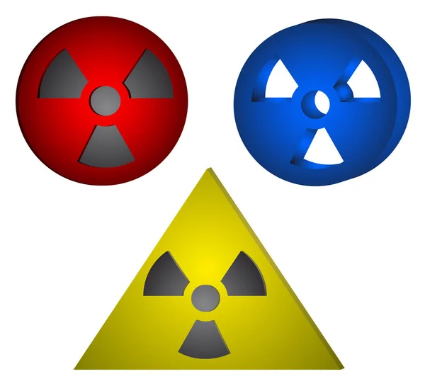 Three Radiation Signs — Stock Vector