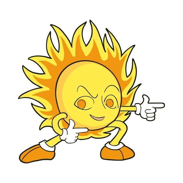 Funny Sun Pointing Vector Illustration — Stock Vector