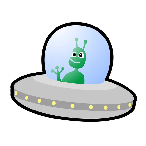 Dibujos Animados Doodle Alien Con Cerebro — Vector de stock