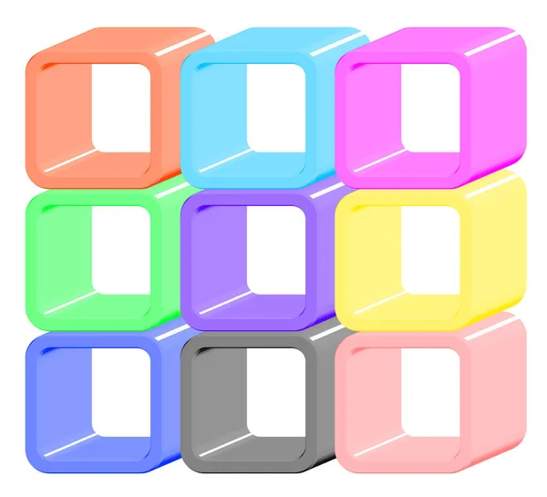 Diseño Nueve Cubos Color — Archivo Imágenes Vectoriales