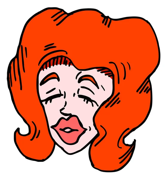 Cartoon Doodle Einer Frau Mit Rotem Haar — Stockvektor
