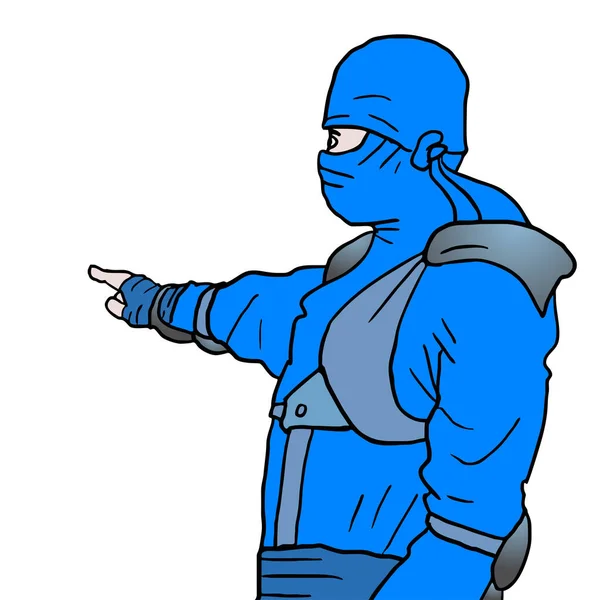 Disegno Ninja Blu Illustrazione Vettoriale — Vettoriale Stock