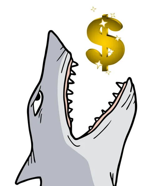 Shark Dollar Vector Illustration — Stock Vector