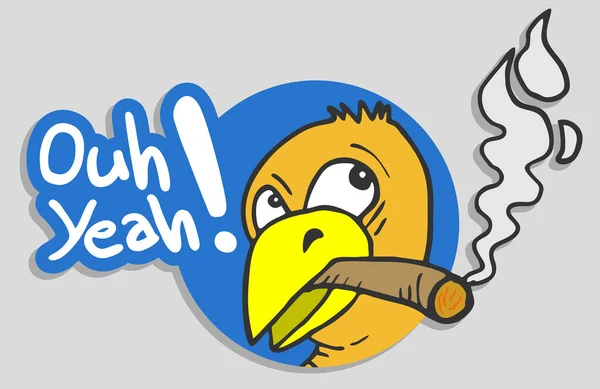 Fumando Fumetto Uccello Una Pipa — Vettoriale Stock