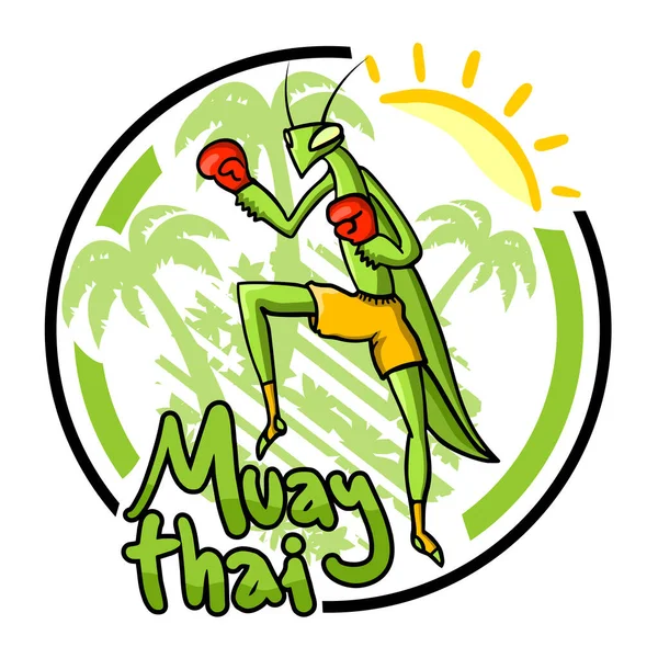 Εικονογράφηση Φορέα Του Εμβλήματος Muay Thai — Διανυσματικό Αρχείο