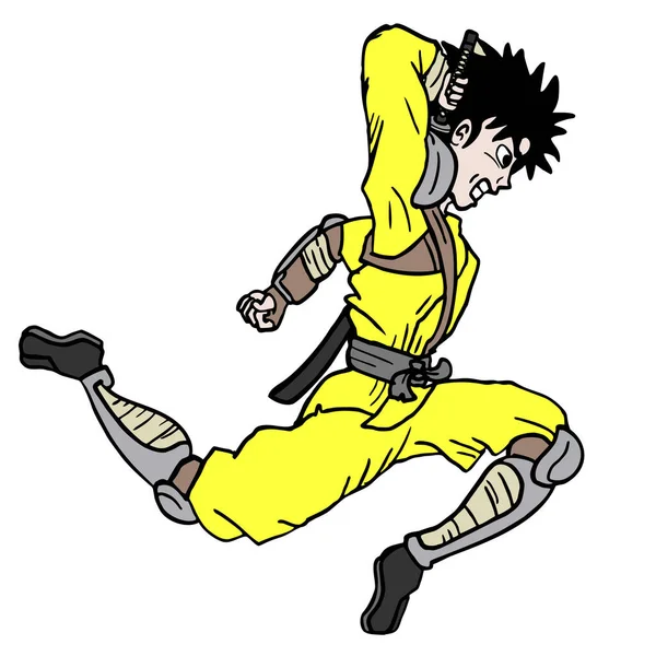 Jump Ninja Vettoriale Illustrazione — Vettoriale Stock