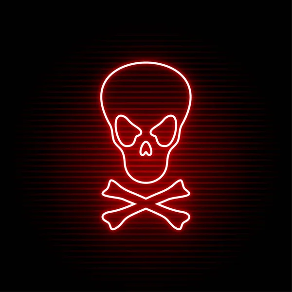Neon Totenkopf Symbol Vektor Illustration — Stockvektor