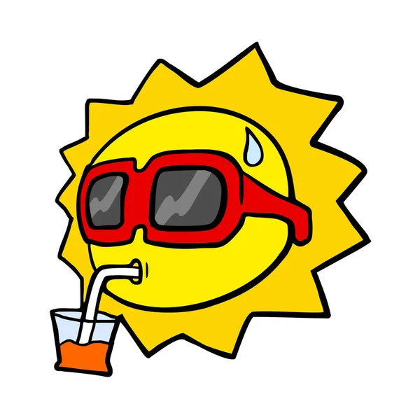 Sonne Mit Sonnenbrille Vektor Illustration — Stockvektor