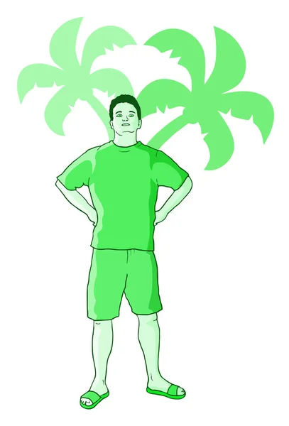 Palm Jongen Vector Illustratie — Stockvector