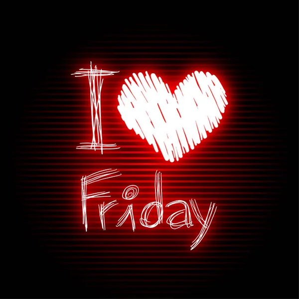 Love Friday Neon Message Vector Illustration — Stock Vector