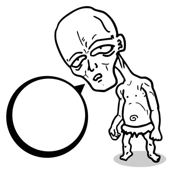 Illustrazione Vettoriale Del Personaggio Comico Disegnato Mano Con Bolla Vocale — Vettoriale Stock