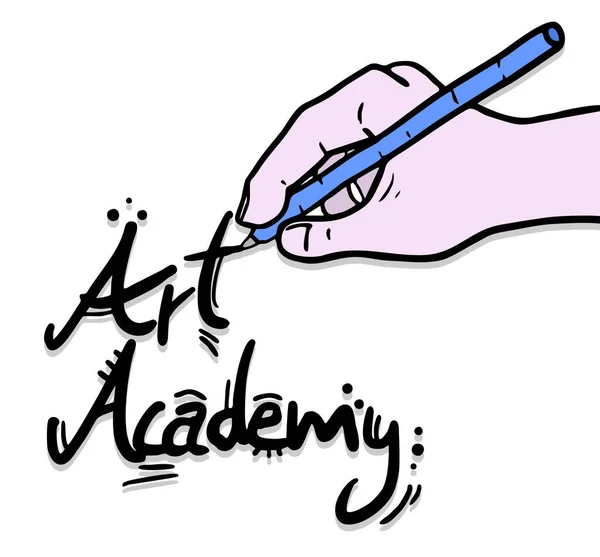 Mão Escrevendo Inscrição Art Acadamy Com Lápis — Vetor de Stock