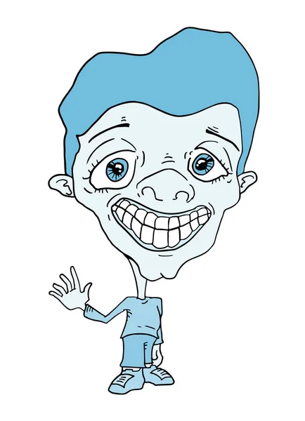 Caricature Homme Avec Faux Sourire — Image vectorielle