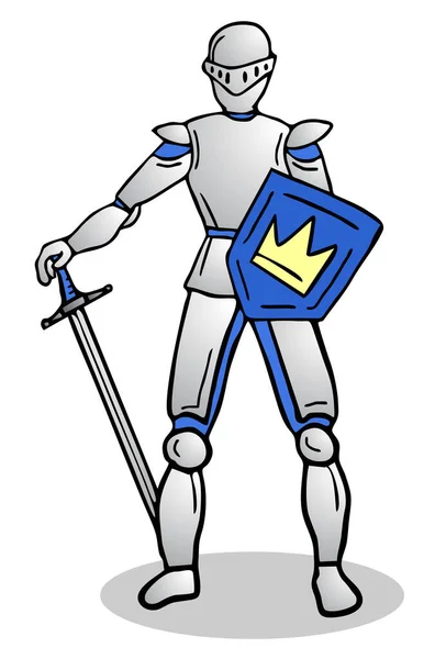 Personaje Dibujos Animados Caballero Con Espada — Vector de stock