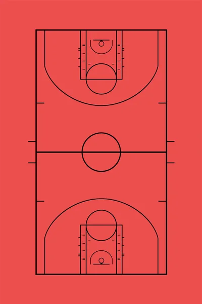 Cancha Baloncesto Vector Ilustración — Vector de stock