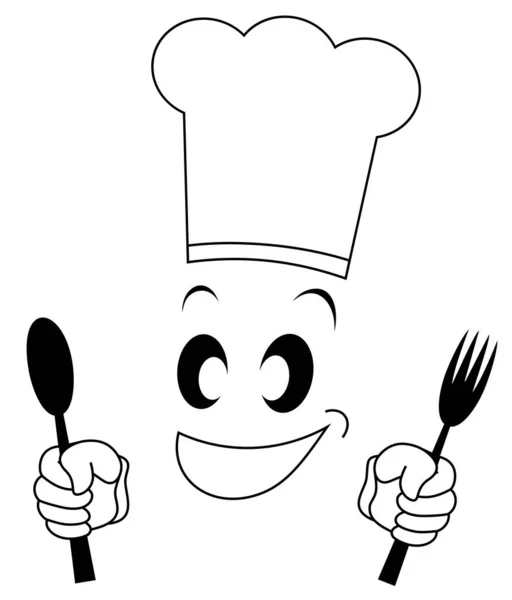 Chef Hat Cartoon Character Knife — Vetor de Stock