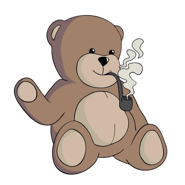 Bear Smoking Draw Vector Illustration — Stock Vector