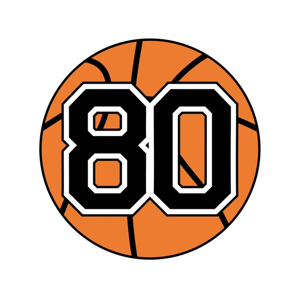 Pallone Basket Simbolo Con Numero — Vettoriale Stock
