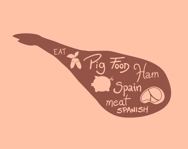 富有创意的西班牙火腿插图 — 图库矢量图片