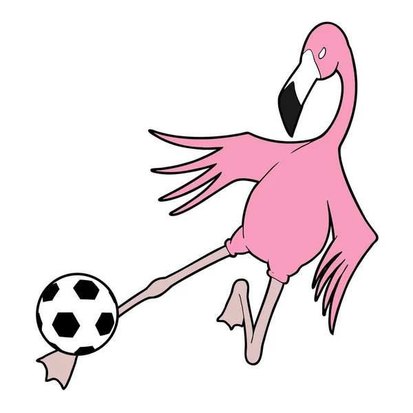 Flamingo Pássaro Jogando Futebol — Vetor de Stock