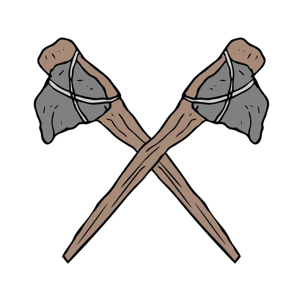 Vector Illustration Cartoon Old Wooden Axe — Vettoriale Stock