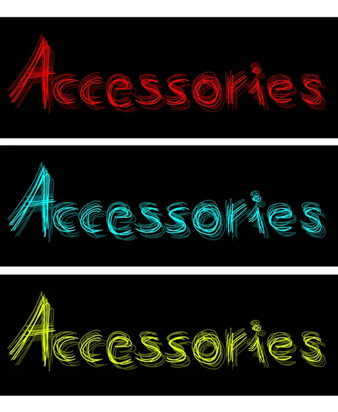 Accessoires Colorés Signes Sur Fond Noir — Image vectorielle