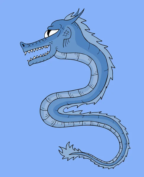 Ilustrasi Vektor Naga Biru - Stok Vektor