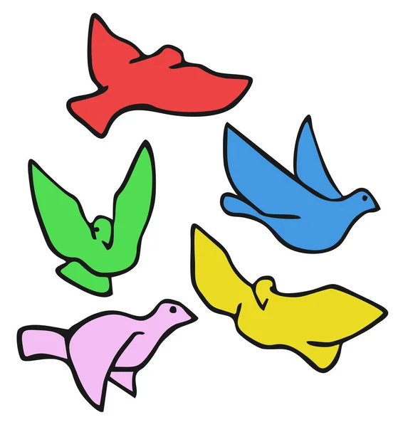 Wektor Ilustracja Kolorowe Ptaki — Wektor stockowy
