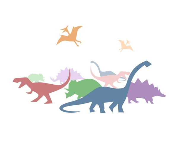 Creative Color Dinosaurs Illustration — Stock Vector