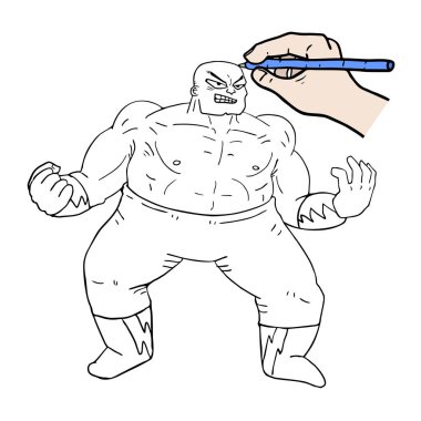 Güreşçi simgesi vektör çizimi