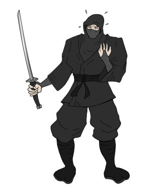 Ninja çizim vektör illüstrasyonu
