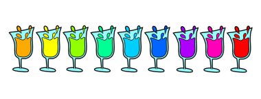 Renkli içecek kümesi vektör illüstrasyonu 