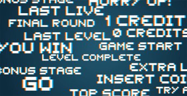 Retro video oyunu mesajları ekranı