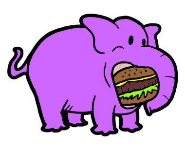 Fil yiyen vektör illüstrasyonu