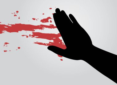 hand with red nail polish on white background