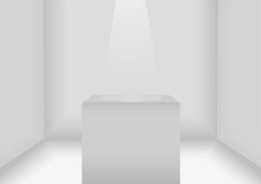 white empty room with podium. 3d illustration