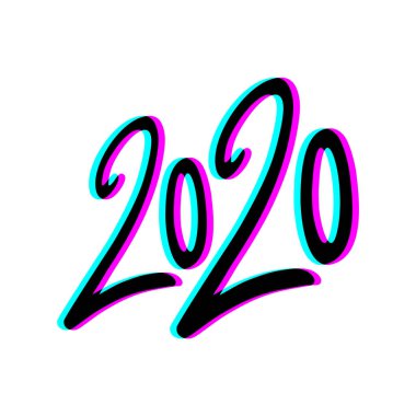 Yeni yıl 2020 sembol vektör illüstrasyonu 