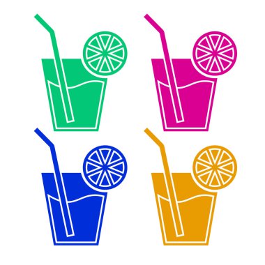 dört renkli içecek vektör illüstrasyonu 