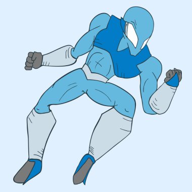 Mavi kahraman vektör illüstrasyonu