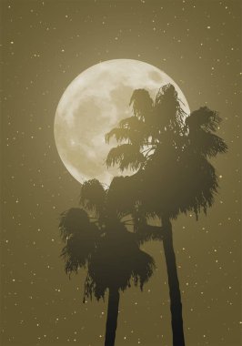 Güzel ay ve avuç içi vektör çizimi