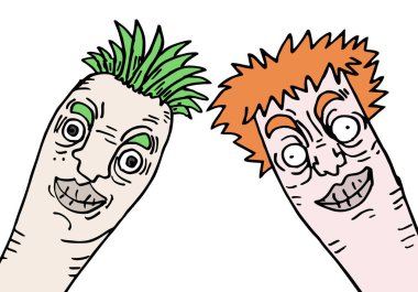 Gülümseyen mutlu adamların çizimi