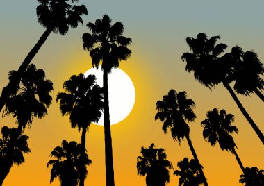 Rahatla vektör gün batımı sahne vektörü çizimi