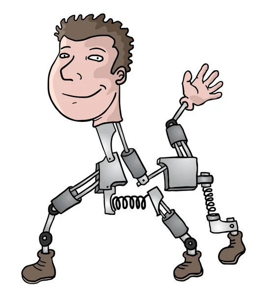 Vtipná Ilustrace Vektoru Robota — Stockový vektor