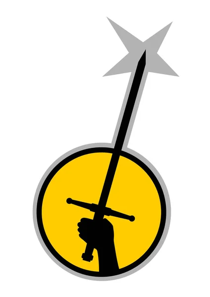 Silhouette Hand Sword Vector — 스톡 벡터