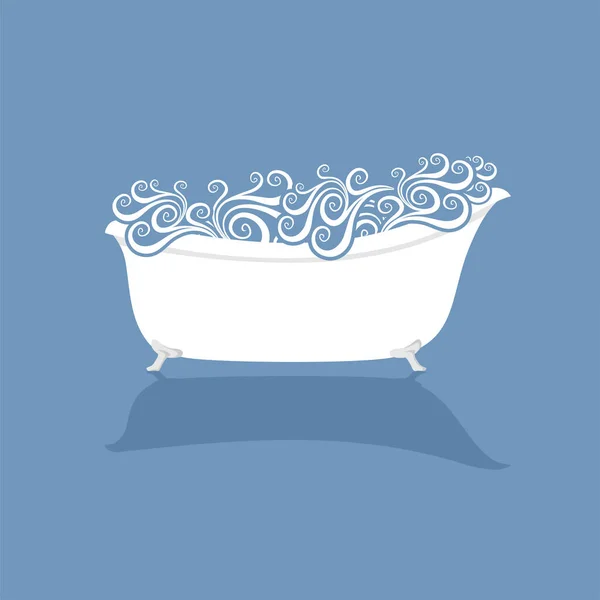 Baignoire Avec Illustration Eau — Image vectorielle