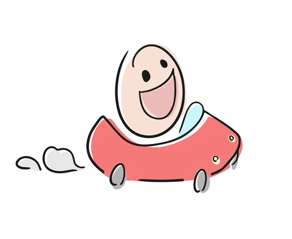 Χαρούμενο Χαμόγελο Οδήγηση Αυτοκινήτου — Διανυσματικό Αρχείο