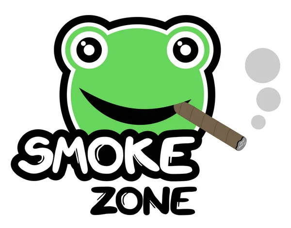 Green Frog Smoke Zone Sign — Stock Vector