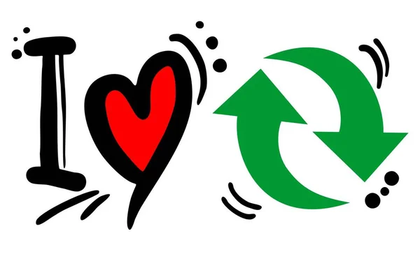 Amor Reciclar Ilustração Vetor —  Vetores de Stock