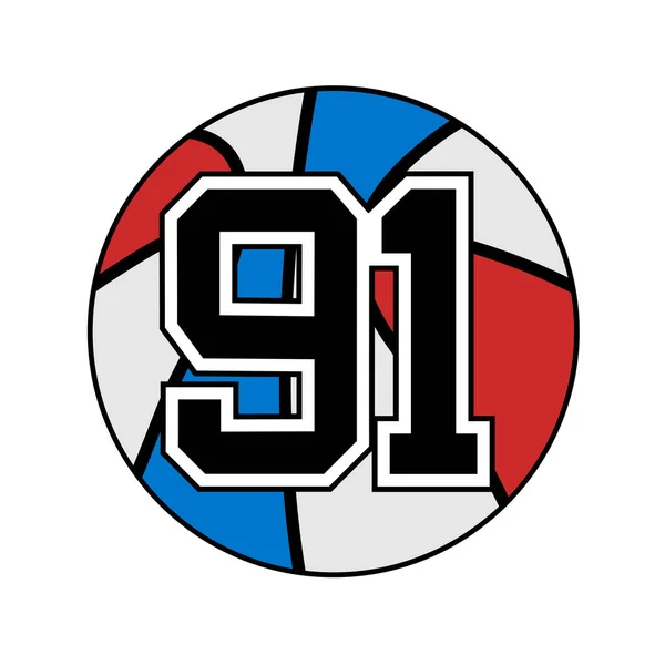 91番のバスケットボールボール — ストックベクタ